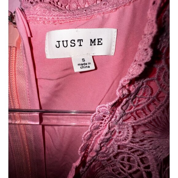 Pink Lace Rhinestone Buttons Small Cocktail Dress Princess Girly Feminine Barbie - Picture 6 of 7